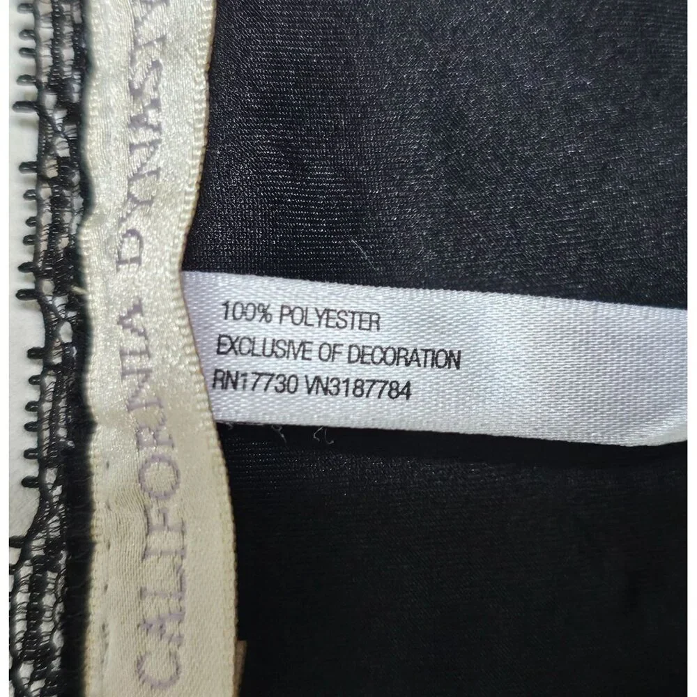 California Dynasty Black Satin‎ Lace Camisole Babydoll Top Size M Whimsigoth 90s